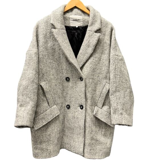 BA&SH Jacket Womens Small Gray Wool Blend Charly Lady Coat Oversized Gray Knit - Picture 1 of 10